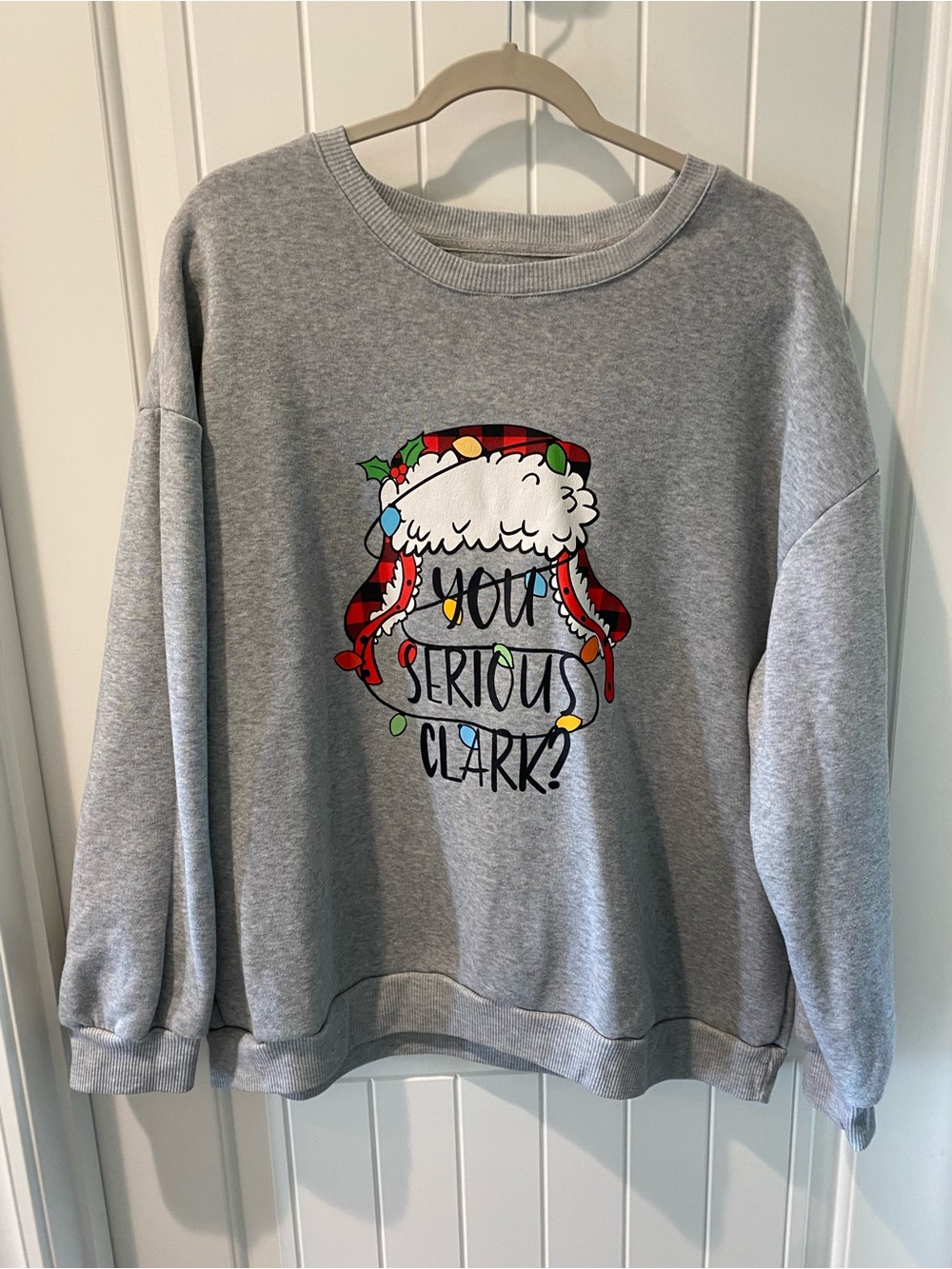SHEIN Gray Holiday Graphic Sweatshirt - "You Serious Clark?"